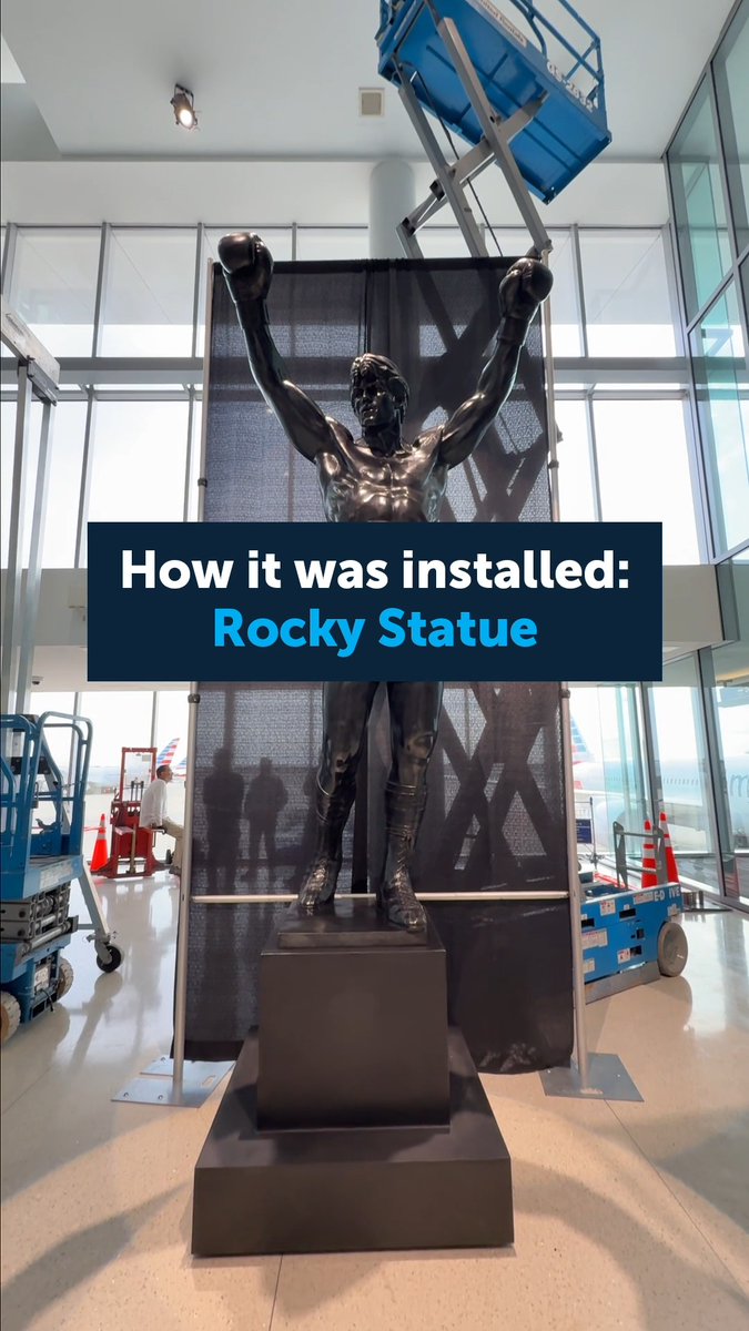 Check out how we installed the Rocky Statue in Terminal A-West 🥊 #phlairport