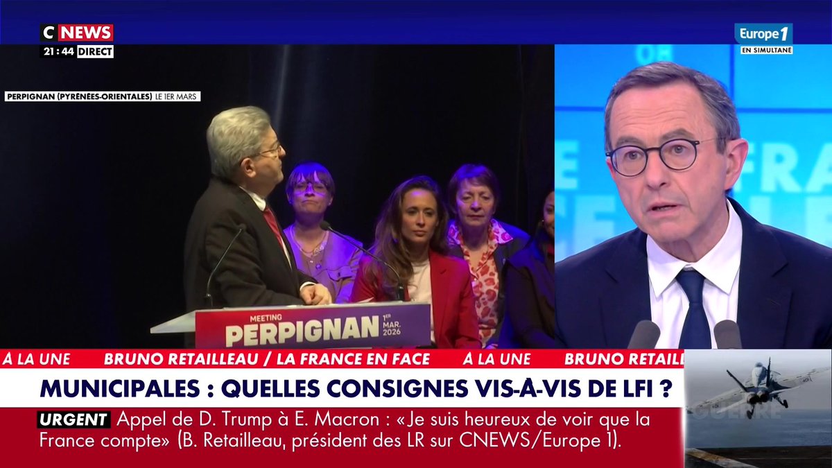 .Bruno Retailleau, président des LR : "LFI, c'est le pire. C'est un parti qui propage l'antisémitisme, qui pactise avec les islamistes [...] Je ne mets pas sur le même plan LFI et le RN", dans #LaFranceEnFace sur #Europe1