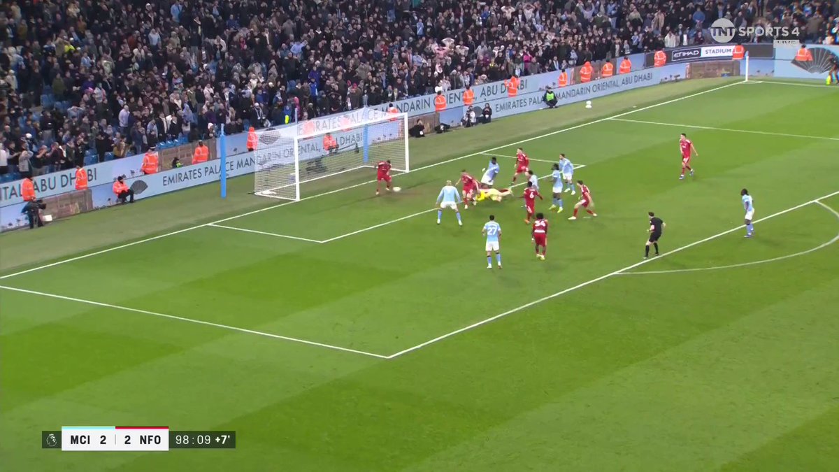 An absolutely incredible block from Murillo to help Nottingham Forest secure a point away at Manchester City 🤯 TNT Sports & discovery+ UK