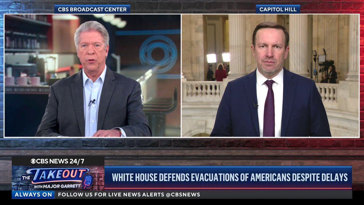 Sen. Chris Murphy said the Trump administration hasn’t clearly conveyed its objectives in Iran to members of Congress or the American public, and argued there isn’t “any military option, ground troops or an air campaign that's going to achieve their objectives.” “It’s amazing to me that we have learned nothing from our failed hubris in the Middle East,” Murphy (D-CT) told CBS News’ Major Garrett on “The Takeout.” “We had 20 years of ground troops in Afghanistan and in the end, the same people who controlled the country before we went in, controlled it in the end,” Murphy said. “So, our best policy here would've been restraint and to continue to work on diplomacy.”