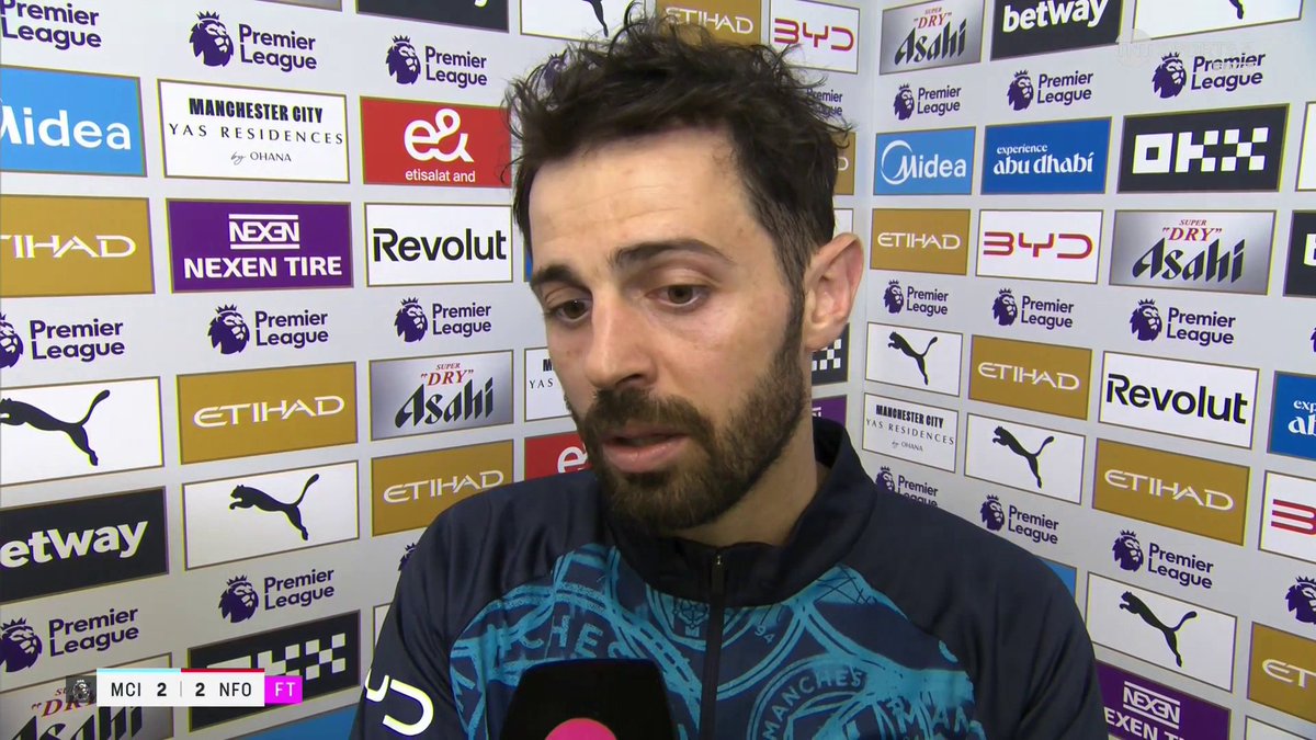 “All the 50-50s have gone against us!” Bernardo Silva expresses his frustrations with the decisions after sharing the points with Nottingham Forest 🗣️ Emma Dodds 🎙️ 📺 TNT Sports &amp; discovery+ UK