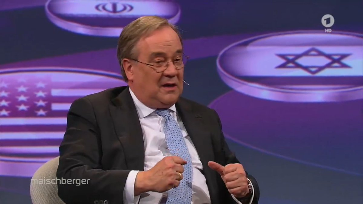„Der #Iran ist in allem, was er seit 40 Jahren macht, völkerrechtswidrig“, sagt Armin Laschet (CDU Deutschlands) – und niemand habe eingriffen. Jetzt, wo dies passiere und „die Menschen im Iran auf den Straßen jubeln, fangen wir Völkerrechtsdebatten an“. #maischberger
