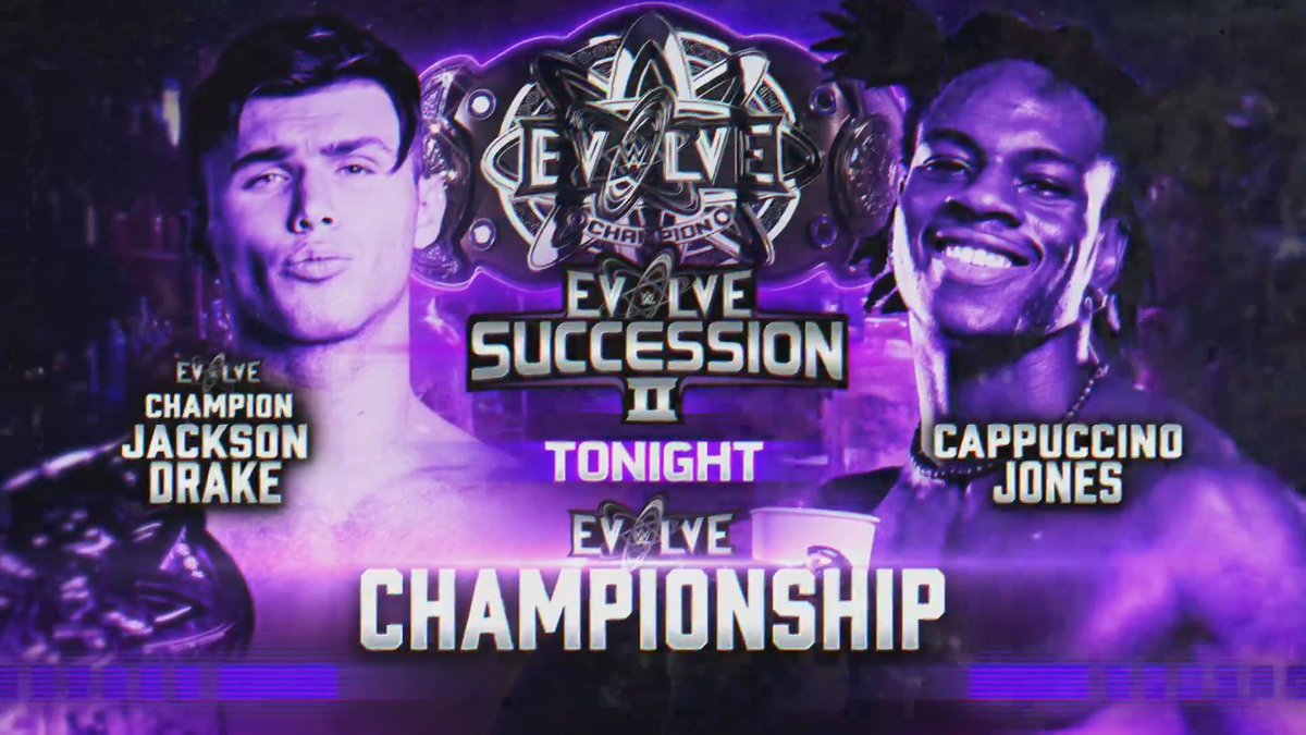Weeks and weeks of hostility leads to this. Jackson Drake defends the #WWEEvolve Championship against Cappuccino Jones TONIGHT at Evolve Succession II streaming at 8 ET/5 PT only on Tubi! ▶️: