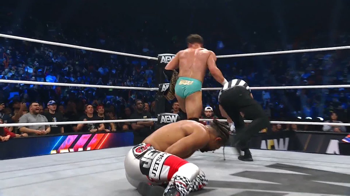 Just as Maxwell Jacob Friedman™️ was going to attack Kevin Knight ケビン・ナイト after their match, Hangman and Speedball Mike Bailey helped their Jet Set Rodeo partner! Watch #AEWDynamite LIVE on TBS & HBO Max