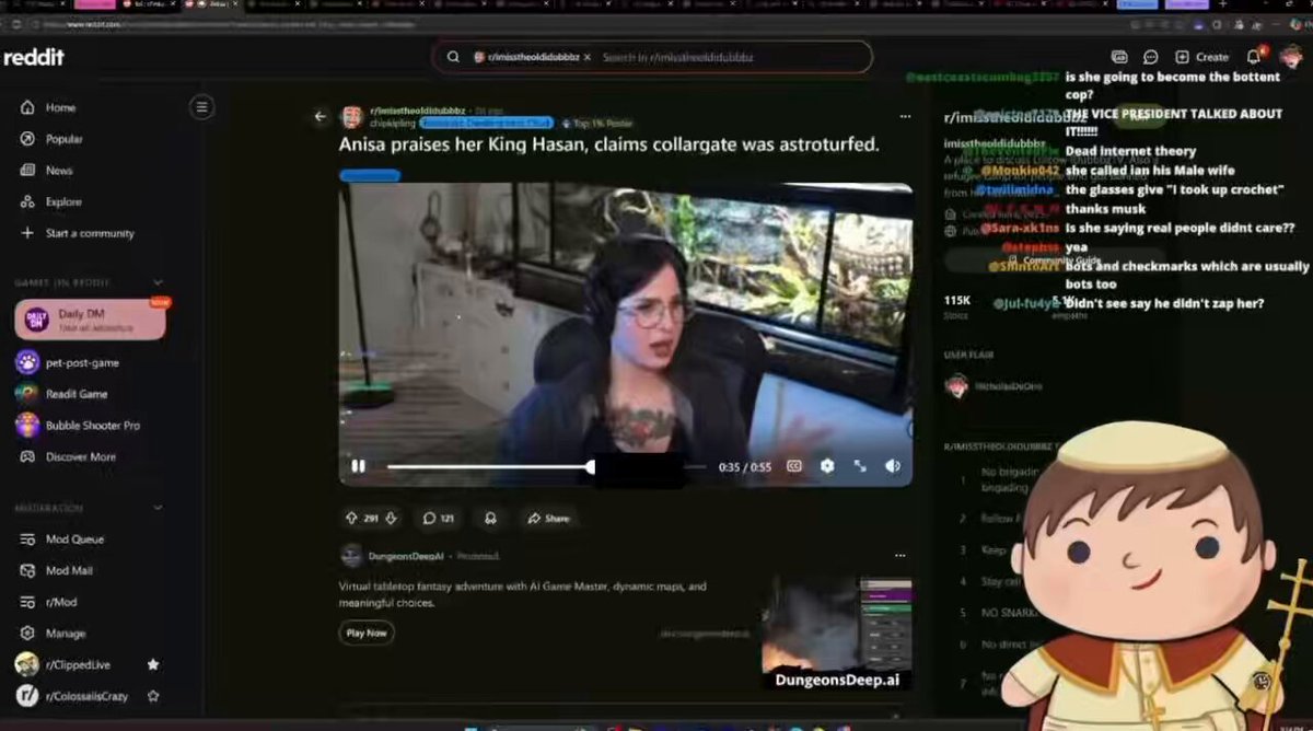 Nicholas DeOrio shouts out Anisa for having the Collargate talking points down “It obviously did work bc I get a clip of Hasan crashing out or trying to be part of the meme every single stream..this has been a nightmare for Hasan Piker..absolutely feeling pressure right now & it’s not artificial..omg bro she’s got the approved talking points”