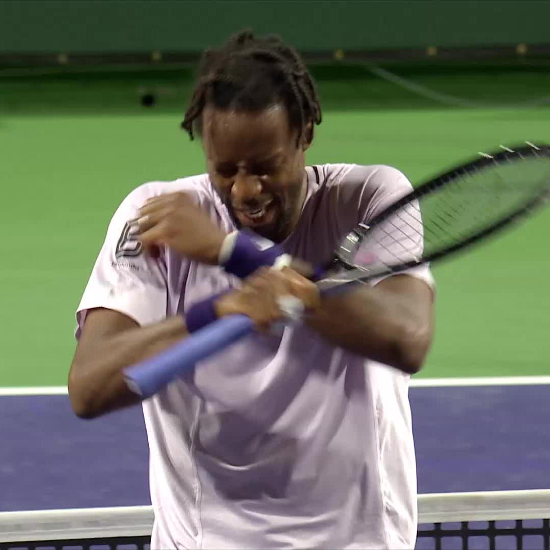 Like a fine wine 🍷 Doing what he does best Gael Monfils defeats Galarneau 6-3 6-4 to move on in #TennisParadise