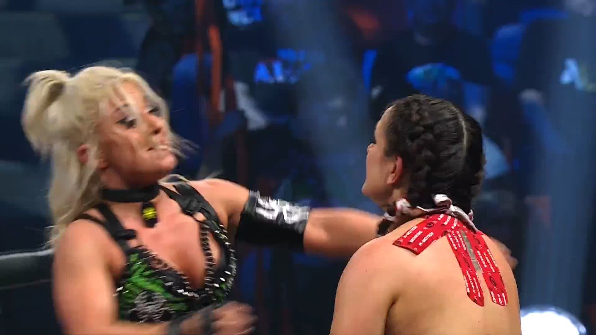 The AEW Women's World Champion Thekla テクラ ROCKS Thunder Rosa and hits a Spider Suplex from the top rope! Watch #AEWDynamite LIVE on TBS &amp; HBO Max