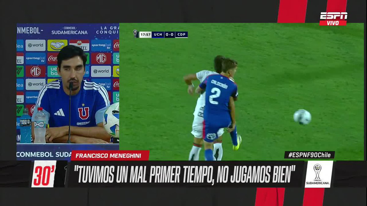 "NOS TENEMOS QUE RECUPERAR Y PENSAR EN EL LUNES" El DT azul se refirió a cómo impacta la derrota en su ciclo como técnico de la U. de Chile. Mira #ESPNF90Chile en el Plan Premium de #DisneyPlus.
