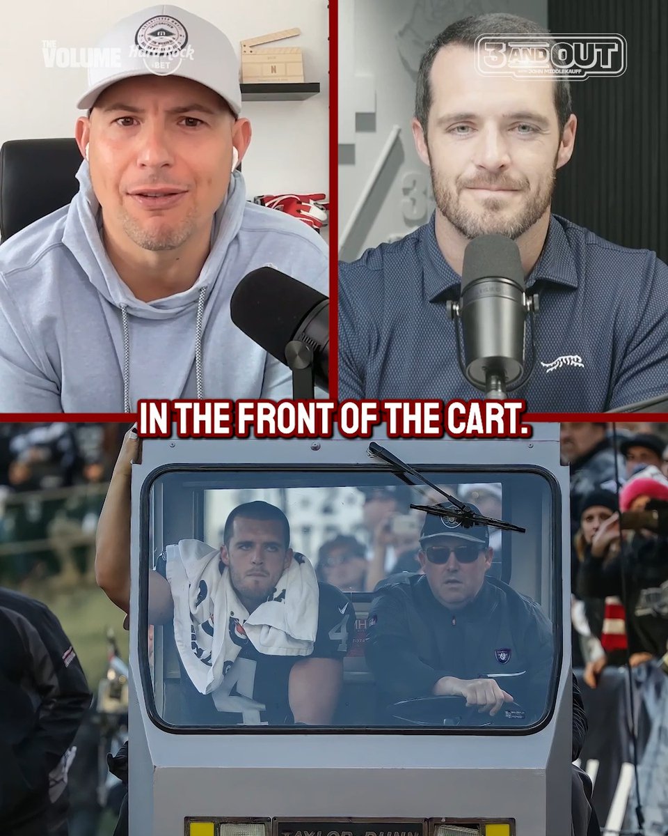 "It was a complete Oakland Raider experience." @DerekCarrQB tells John Middlekauff the HILARIOUS reason as to why he sat in the front of the cart when he injured his ankle in 2016.