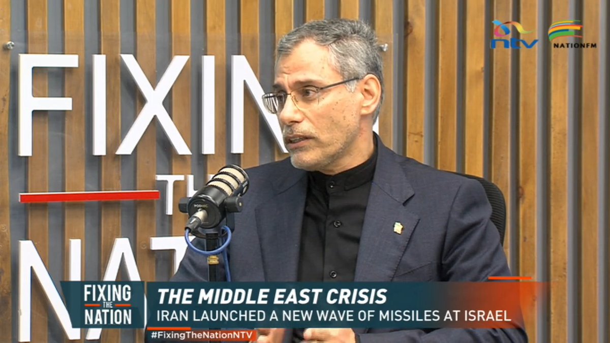 Iran had no plan to attack Israel or the US, Ambassador to Kenya Dr Ali Gholampour says. Ambassador Ali says Israel's pre-emptive strike was unprovoked and unwarranted. "We have always been under attack, and we have always defended ourselves, and this is the case this time." #FixingTheNationNTV Nation FM Eric Latiff Nomadic Panda 🐼