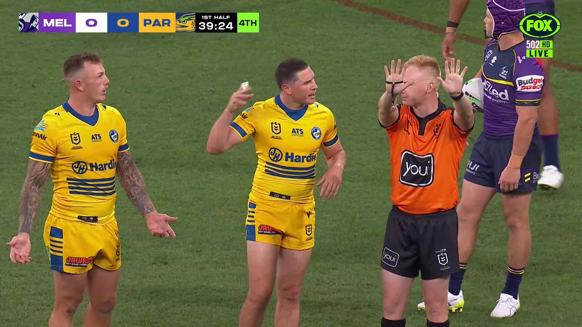 J'maine Hopgood was sent to the sin bin for this tackle on Alec MacDonald. 📺 Watch #NRLStormEels on ch.502 or stream on Kayo: ✍️ BLOG 🔢 MATCH CENTRE