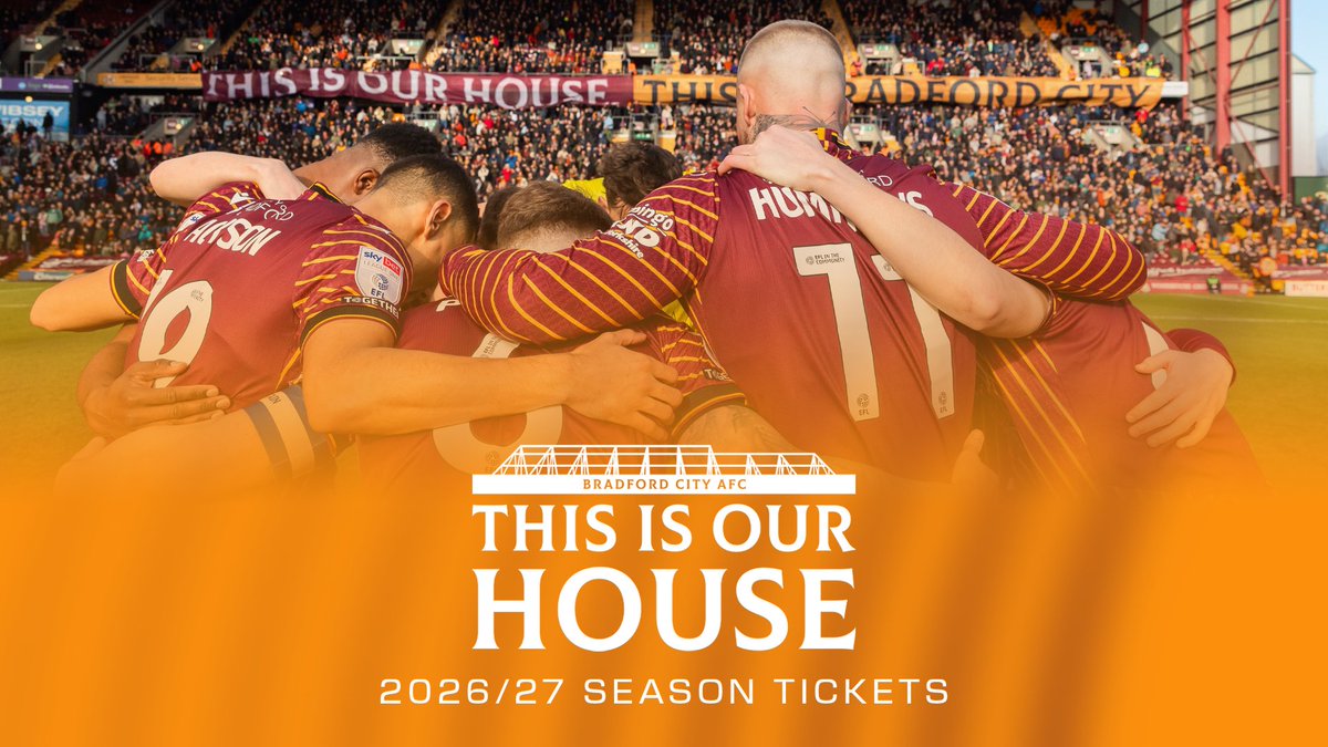 THIS IS OUR HOUSE. ❤️💛 Season tickets for the 2026/27 campaign are now on sale! 🎟️ Secure your seat at early-bird prices to ensure the best-possible deal. 🙌 #BCAFC | #ThisIsOurHouse