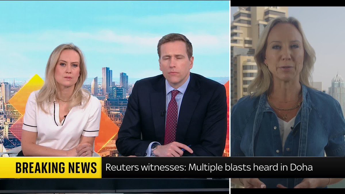 Qatar says it has come underfire from a fresh missile attack, with reports of heavy explosions heard in Doha. Sky's SallyLockwood reports. Latest: 📺 Sky 501, Virgin 602, Freeview 233 and YouTube