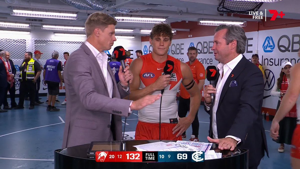 "There's been a few text messages." 📱 🗣️ Charlie Curnow on reaching out to the likes of Tony Lockett, Barry Hall and Buddy Franklin | #AFLSwansBlues