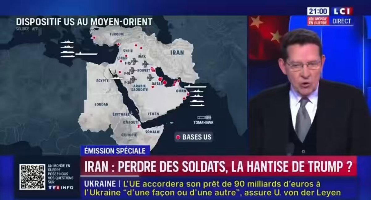 INCROYABLE ! (cf vidéo ⤵️) Moment de panique sur le plateau quand Darius Rochebin demande pourquoi « on n’essaie même pas » de « mettre en prison Bush et Blair » pour leur « crime d’invasion en Irak » ! Thierry Breton a alors une crise de bégaiements… Oui, retenons les leçons du passé : la France n’a rien à faire dans les « guerres préventives » ! Macron doit le comprendre sur la guerre actuelle !
