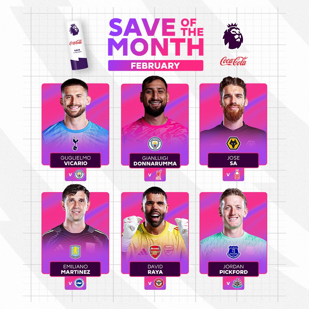 February’s shortlist is one of very high-quality goalkeeping 🙌 Who will get your vote for Coca-Cola Save of the Month? ⬇️
