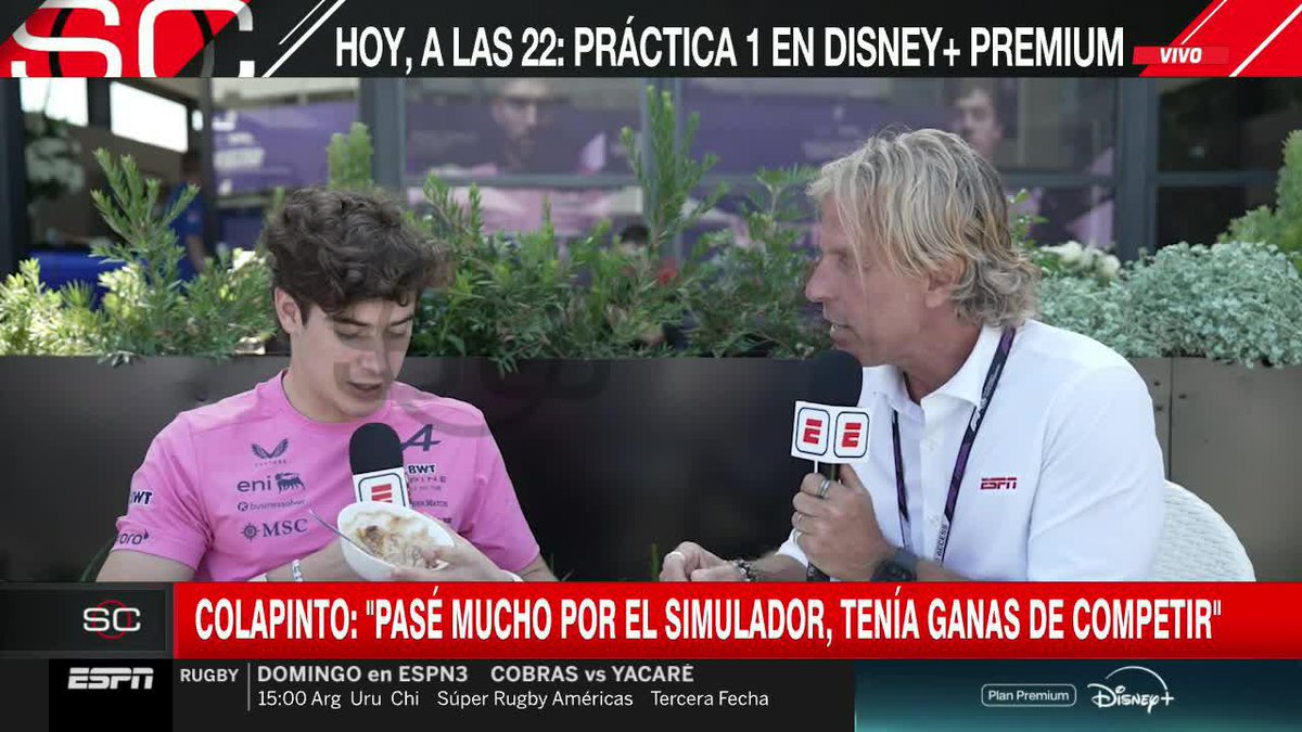 ¡EL ALIMENTO DE FRANCO! En #SportsCenter, mano a mano con Juan Fossaroli, Colapinto mostró que come en la previa de Australia. 📺 #AusGP | Toda la temporada de #F1 por #DisneyPlus Plan Premium