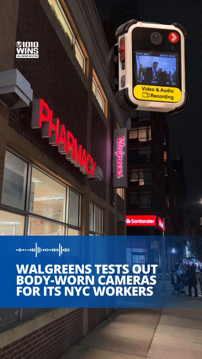 🛒 Walgreens is piloting body-worn cameras for some of its workers in New York City. The pharmacy chain has dozens of stores in the five boroughs, and it’s unclear which locations will have employees testing out the cameras. Outside a Walgreens in Downtown Brooklyn on Wednesday, New Yorkers had mixed reactions, though many were supportive of the move. “I could see the rationale,” one man said. “As a customer, it doesn’t really bother me if it enhances security.” Another man was worried about bias, saying, “I don’t like to be monitored. I don’t like to be able to walk in the store and they going to watch me every time I go in, thinking I’m going to steal.” “Because we live in a crazy world, I have no problem,” a woman said. Walgreens said it’s not using the cameras to prevent theft but rather to deescalate conflict and keep employees safe. “Walgreens is piloting the voluntary use of body-worn cameras in select stores to help promote the safety of both customers and team members,” said a spokesperson. “Body cameras can help de-escalate conflicts, ultimately contributing to a safer environment for everyone. We understand the importance of protecting customer privacy and have safeguards in place to ensure compliance with all applicable laws and regulations,” the spokesperson said. The pilot comes as the City Council considers bills that would severely limit biometric technology that is already in use at large retailers like Macy’s and Wegmans. 🎤 Marla Diamond reports 📸 Marla Diamond, Richard Pohle - WPA Pool/Getty Images, Spencer Platt/Getty Images 🔊 Tune into 1010 WINS at 92.3 FM for more local news #nyc #newyorkcity #nycnews #brooklyn #downtownbrooklyn #walgreens #bodycam #security #nyccrime