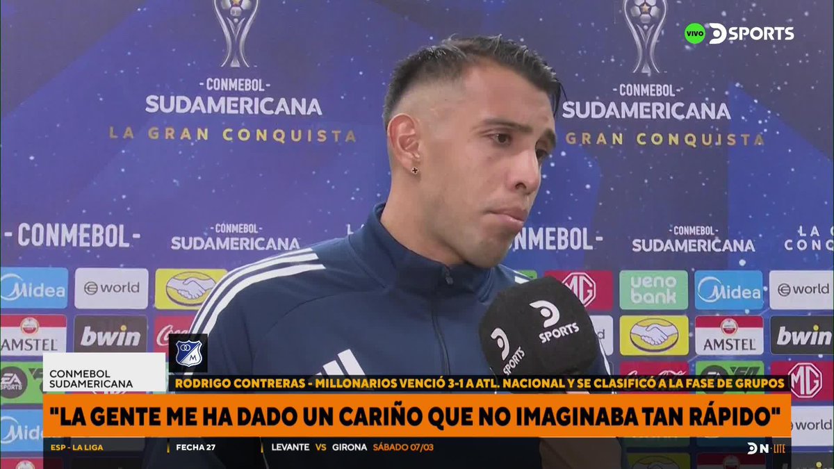 "DE CHICO, MI ABUELO ME HIZO LAS TRENZAS DE TÉVEZ DE CUANDO ESTABA EN CORINTHIANS" 🇦🇷 🗣️ Rodrigo Contreras y un mano a mano con @Aleja9Velasquez tras la clasificación de Millonarios a la CONMEBOL #SudamericanaEnDSPORTS. 🎙️ #DSPORTSNoticiasLite