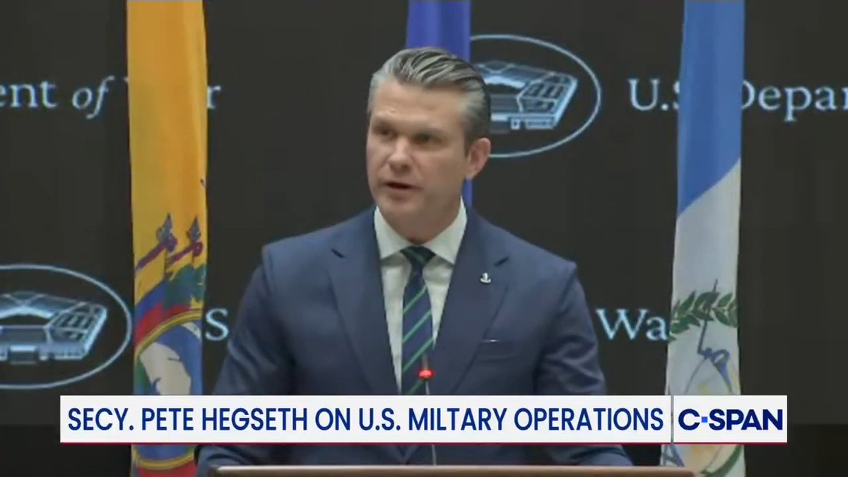 🇺🇸 Hegseth: "Trump has shown what is possible when you reject the status quo delusion that threats to our homeland and our hemisphere are somehow secondary." The Hemisphere AND America, at this point, only Australia is missing the party