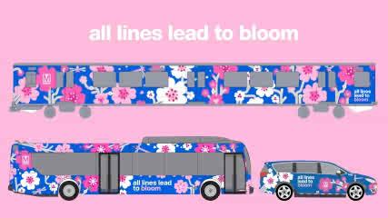 Blossoms boarding! We’re proud to partner with National Cherry Blossom Festival 🌸 again to move huge crowds through D.C.’s cherry blossom season festivities. Our wrapped train, three buses, Metro Access vehicle, &amp; commemorative Smart Trip cards launch on March 20! 🌸: