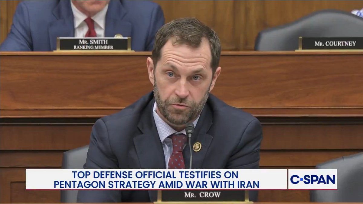 .Rep. Jason Crow (D-CO) to DOD Under Sec. Elbridge Colby: "Why can't you just say that service members shouldn't follow unlawful orders?" Colby: "I think that's a different step—" Crow: "It seems like a pretty logical step to me."