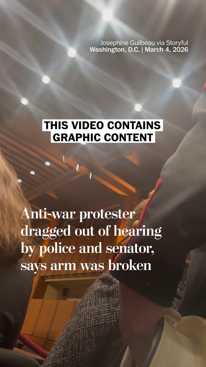 Protester Brian McGinnis, who says he's a Green Party political candidate that served in the Marines, and three U.S. Capitol Police officers were treated for injuries in a Senate office building on March 4 after McGinnis resisted arrest for disruptive behavior, getting his arm stuck in a doorway as the officers and Sen. Tim Sheehy (R-Montana) tried to drag him out of the room. McGinnis was protesting the U.S. military campaign in Iran, shouting, “America does not want to send its sons and daughters to war for Israel!” McGinnis was arrested and faces three counts of assaulting a police officer and three counts of resisting arrest and unlawful demonstration, the Capitol Police said in a statement.