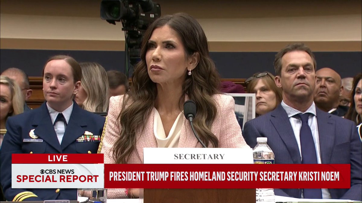 President Trump said Kristi Noem will be reassigned from Homeland Security secretary to what he described as special envoy for “The Shield of the Americas,” while naming Sen. Markwayne Mullin of Oklahoma to lead the Department of Homeland Security. Sources say the president was unhappy after Noem told senators he had signed off on a $200 million ad campaign urging undocumented people in the U.S. to self-deport, which aides later suggested was not the case. CBS News’ Nancy Cordes reports. Trump said he plans to announce the new Western Hemisphere security initiative on Saturday in Florida.