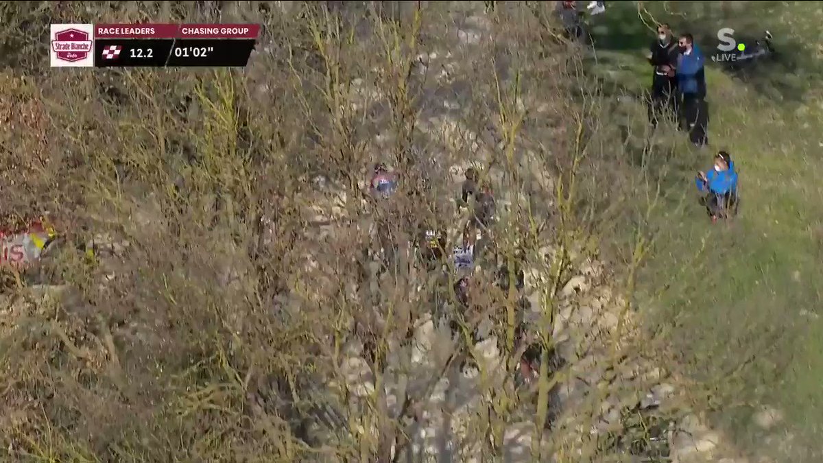 5 years ago, the last time Tadej Pogacar was dropped in Strade Bianche. Not only by Mathieu VDP but by Bernal and Alaphilippe too. Crazy how times changed since then, eh?! 😅 #StradeBianche
