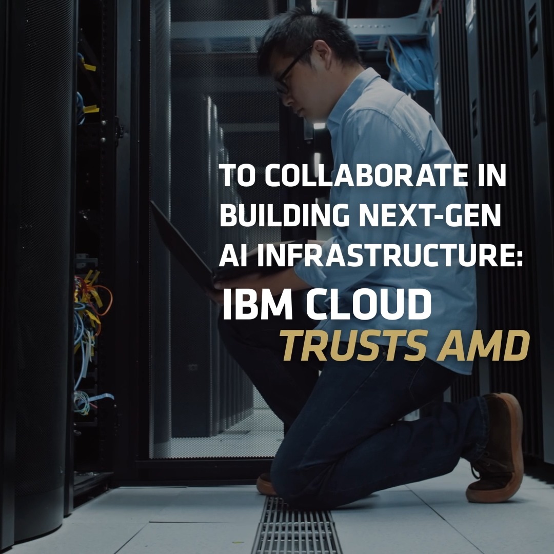 🤝 IBM trusts AMD as a collaborator in reimagining AI infrastructure, merging high performance compute with the agility needed for fast moving AI workloads. See how the most trusted companies trust AMD: #TogetherWeAdvance