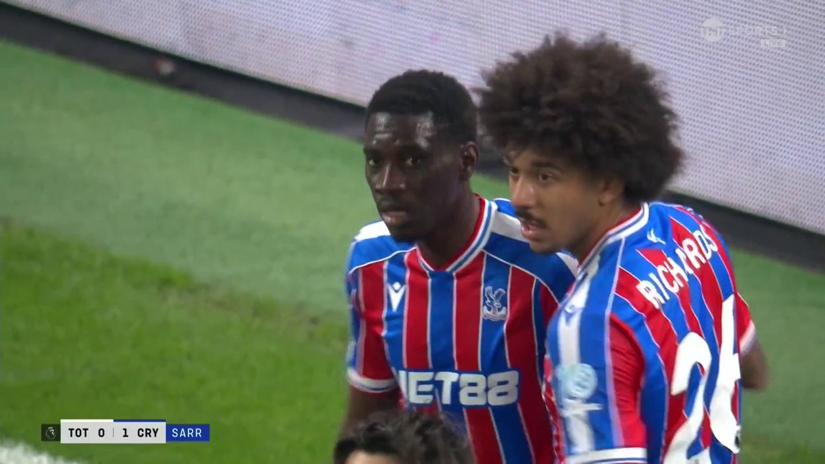 Sarr thought he had given Palace the lead, but it’s ruled out for offside ❌ TNT Sports & discovery+ UK