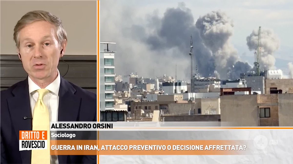 "Tutta la mia solidarietà al popolo iraniano, massacrato da Trump e Netanyahu" Alessandro Orsini (sociologo) a #drittoerovescio