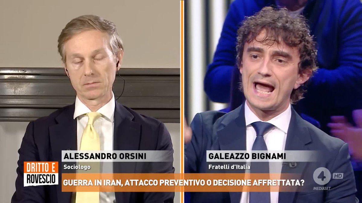 "A lei non interessa niente del popolo di Gaza e dei palestinesi, perché voi siete accecati dall'odio per Giorgia Meloni!" Galeazzo Bignami (Fratelli d'Italia) risponde alle accuse di Alessandro Orsini (sociologo) #drittoerovescio
