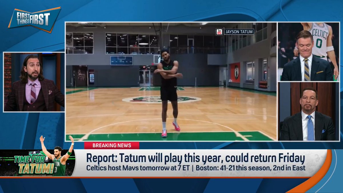 “I think the Boston Celtics are gonna win the championship with Jayson Tatum coming back.” nick wright makes his pick to win the NBA Finals: