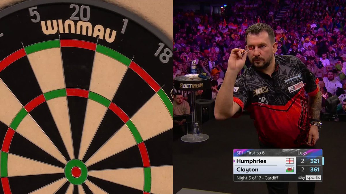 10-DARTER FROM CLAYTON! What a leg that is from the Welshman as he seizes the first break to lead Humphries 3-2. Live Scores & Streaming 📲