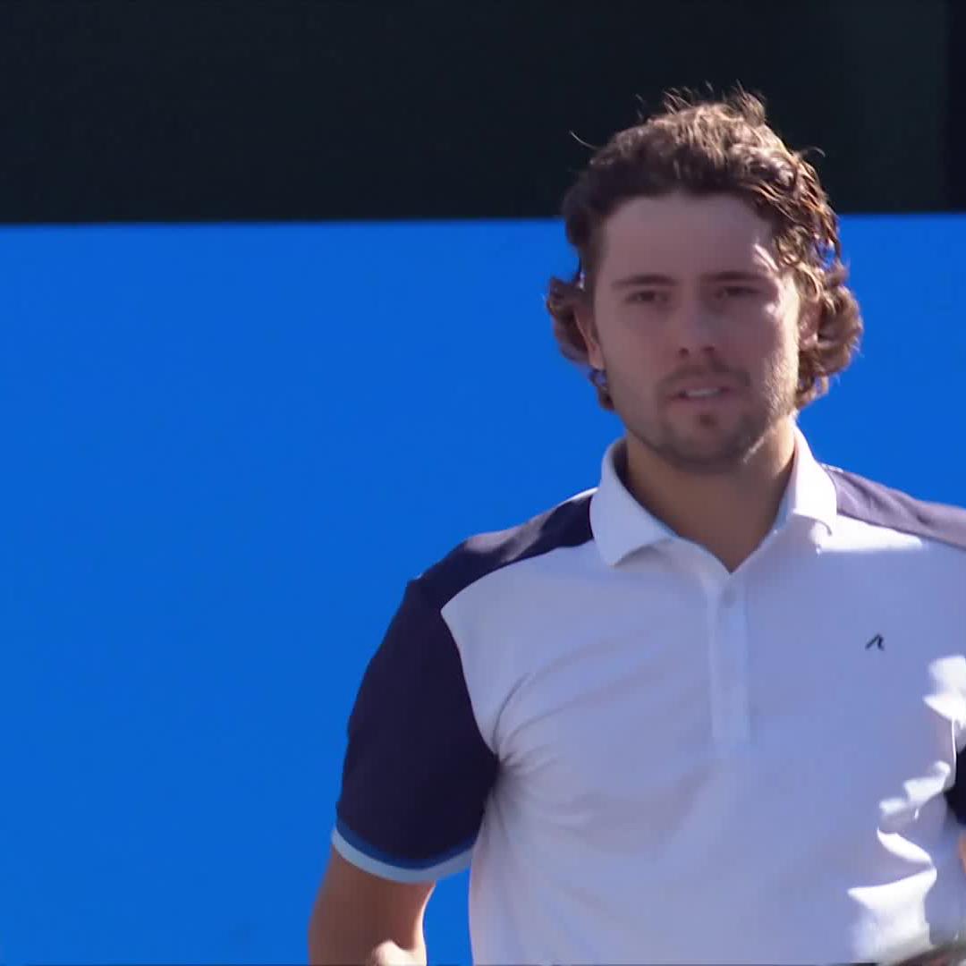Sealed in style 👔 Aleksandar Kovacevic overcomes Hubert Hurkacz 7-6 7-6 in a windy affair in #TennisParadise