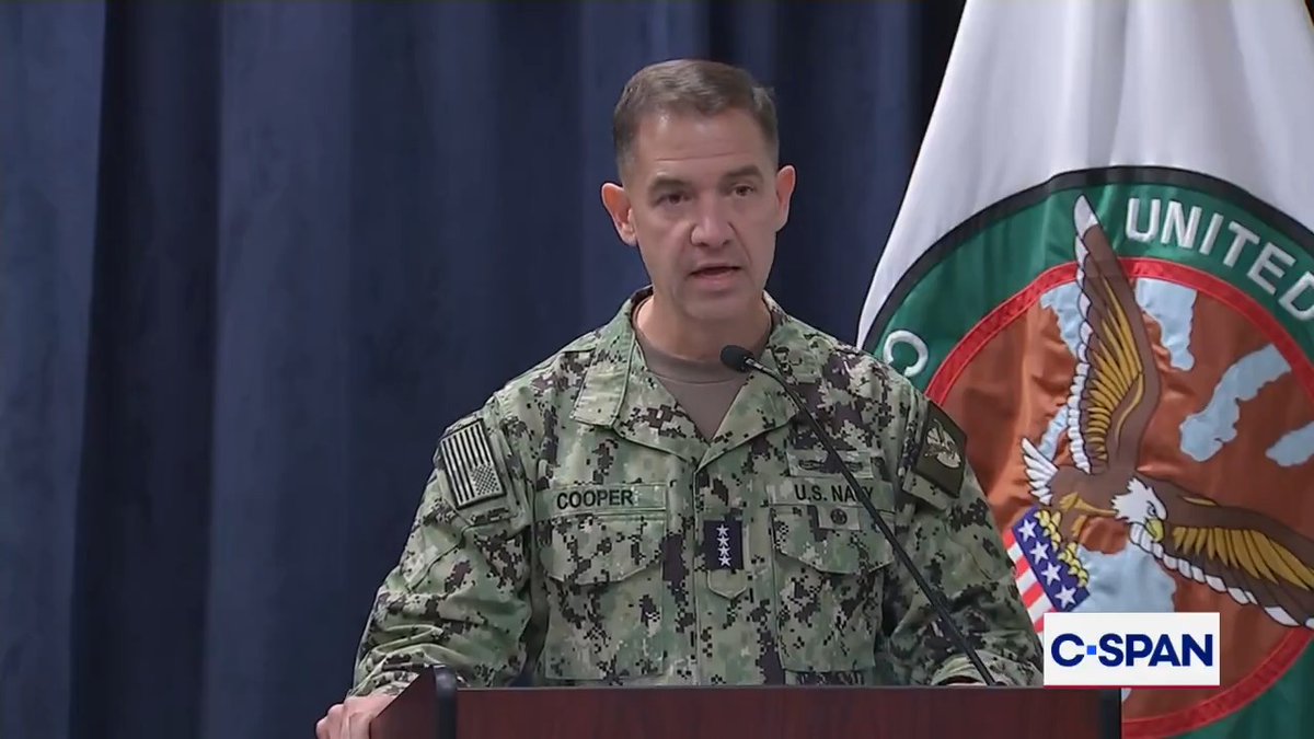 U.S. Admiral Brad Cooper gives update on Iran: "We are now starting our sixth day of a historic mission to eliminate Iran's ability to threaten America. The president and Secretary Hegseth have been crystal clear in their expectations and we are at a high level of execution."