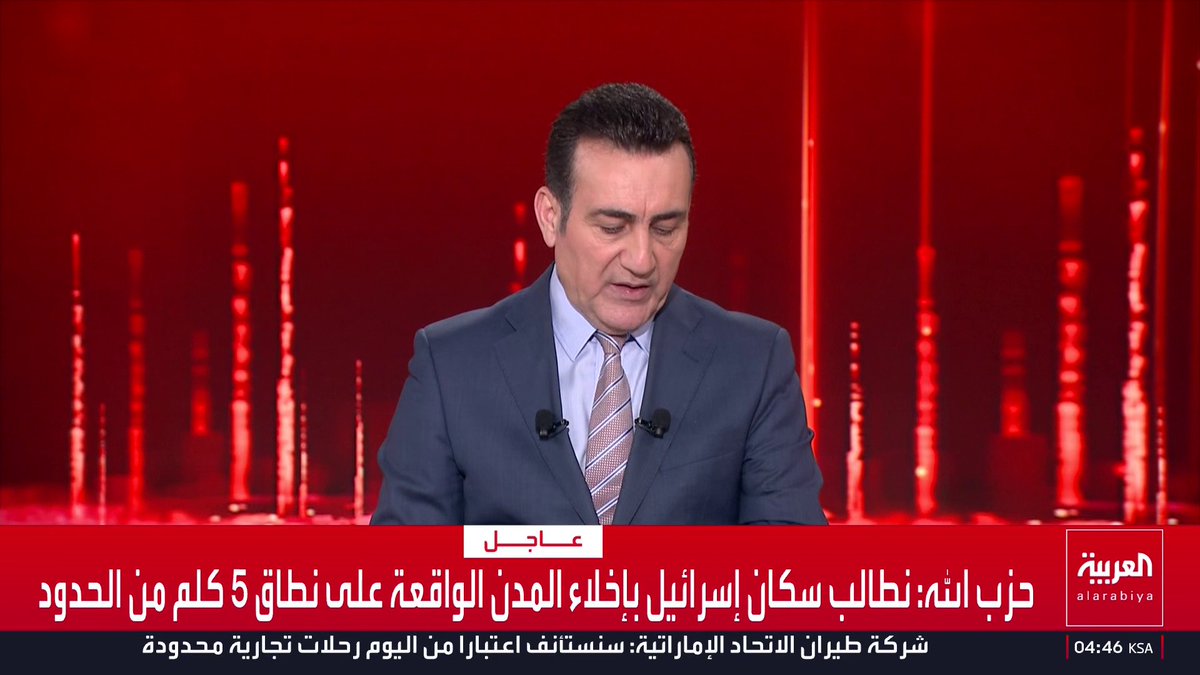 حزب الله: نطالب سكان إسرائيل بإخلاء المدن الواقعة على نطاق 5 كلم من الحدود قناة العربية