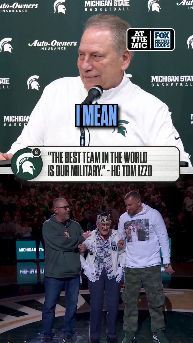 Michigan State HC Tom Izzo reflects on the special moment it was to honor veteran Earl "Chuck" Kohler, Jaxon Kohler's great-grandfather.