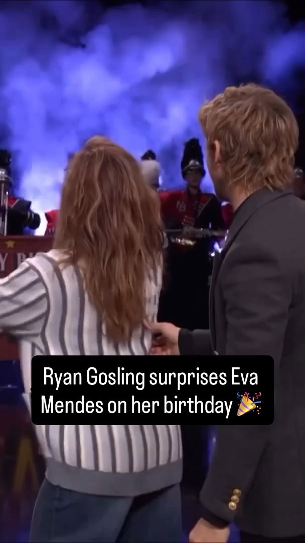 Ryan Gosling delighted the Tonight Show audience by bringing Eva Mendes onstage as a surprise for her 52nd birthday. The famously private couple, who share two daughters, are rarely seen together in public – and Eva looked both amazed and thrilled to join Ryan under the studio lights. Aww! 🥰 #RyanGosling #EvaMendes #JimmyFallon 📽️: fallontonight