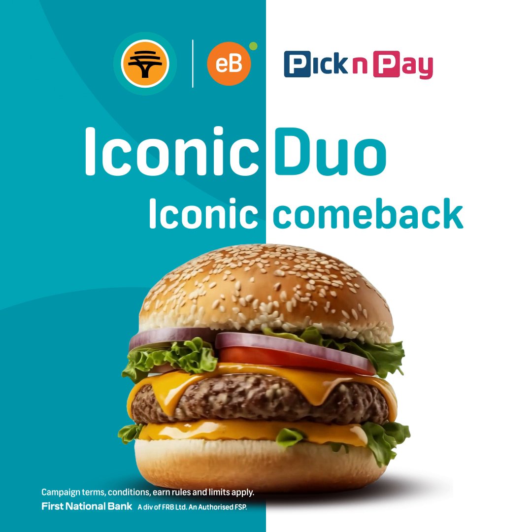 Burgers be back by popular demand 🍔 Swipe your Pick n Pay Smart Shopper + qualifying FNB card and pay only R50… Because this iconic duo just hits different. Not with FNB? No FOMO. You can still be part of the fun for only R100.