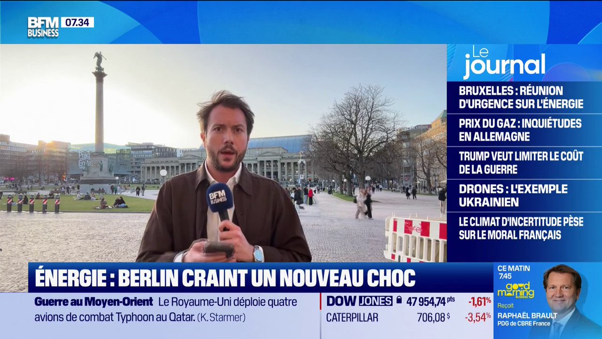 Guerre au Moyen-Orient : l'Allemagne craint un choc énergétique 🇩🇪 Le conflit en cours pourrait coûter 40 milliards sur deux à l'Allemagne qui importe 70% de ses ressources énergétiques. Le pays pourrait rouvrir ses centrales à charbon. 🎙️ Cocquempot Nathan