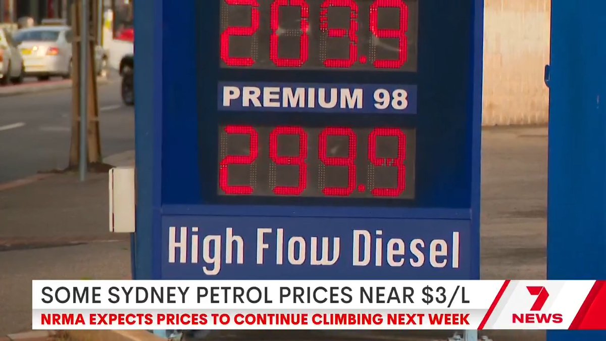 Petrol prices in Sydney are tonight hitting $3 a litre as concerns deepen over oil supplies from the Middle East.