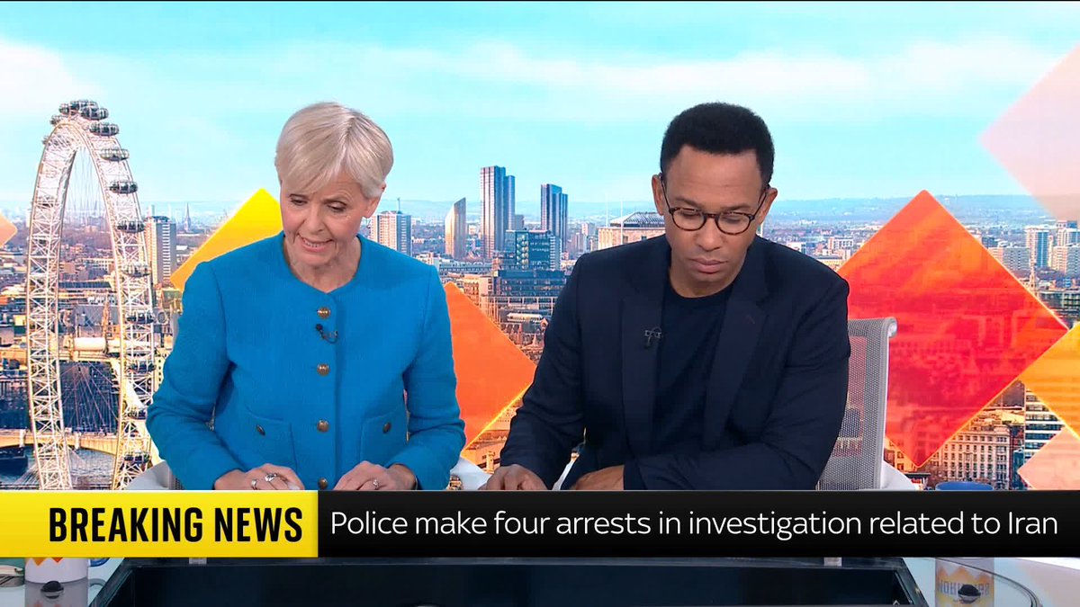 BREAKING: The Metropolitan Police have arrested four men in the UK with links to Iran following a counter terrorism investigation into suspected spying. Latest: 📺 Sky 501, Virgin 602, Freeview 233 and YouTube