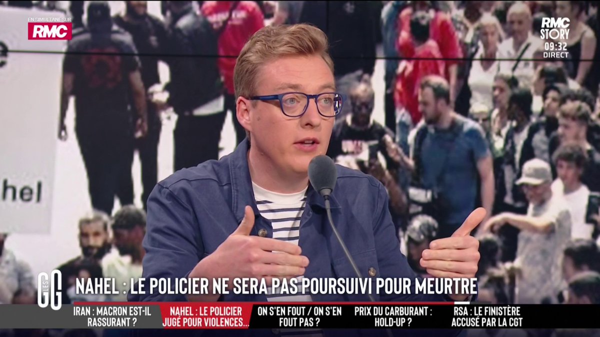 👮 Mort de Nahel : le policier ne sera pas poursuivi pour meurtre. 🗣️ Antoine Diers : "C'est une claque donnée au procureur Macron. Il disait que c'était un geste 'inexplicable et inexcusable'. Monsieur Macron, vous n'auriez pas dû lâcher à la meute votre policier." #GGRMC