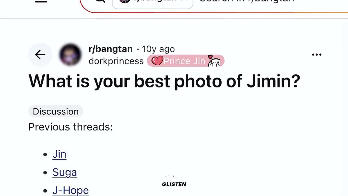 JIMIN DONT GET BLUSHED 😭 🗣️: Whats your best photo of jimin 🐿️: Jimin looks so good in that photo from his solo album where he is hitting a flower was that from muse ? It comes out so good 🐨: Oh yeah 🐥: From the album 🐯: is that Smerlado ? 🐿️: he looked good during Dior show too 🐥: oh, thank you