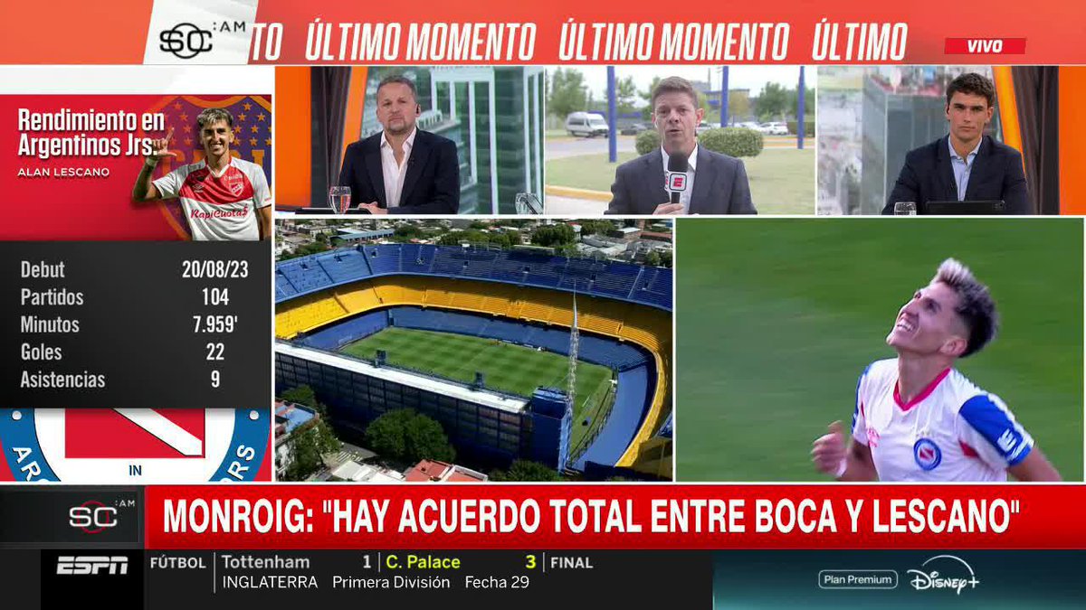 "HAY ACUERDO TOTAL ENTRE BOCA Y ALAN LESCANO" ℹ️ Diego Monroig 📺 #SportsCenterAM | #DisneyPlus Plan Premium