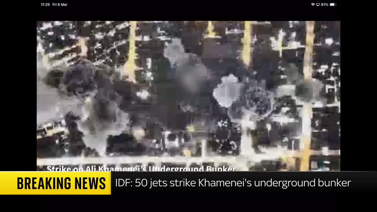 BREAKING: Around 50 Israeli fighter jets have struck an underground bunker built for Iran's supreme leader. The IDF said the operation was carried out in central Tehran this morning, with the bunker located underneath the Iranian regime's leadership compound. 📺 Sky 501