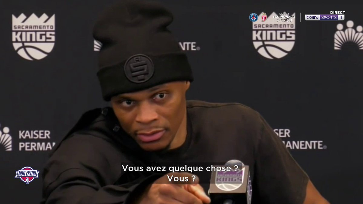 🏀 #NBAextra 😳 Le moment "malaisant" de la nuit vous est offert par Russell Westbrook ! 👉 Seulement 14 victoires pour les Kings cette saison...