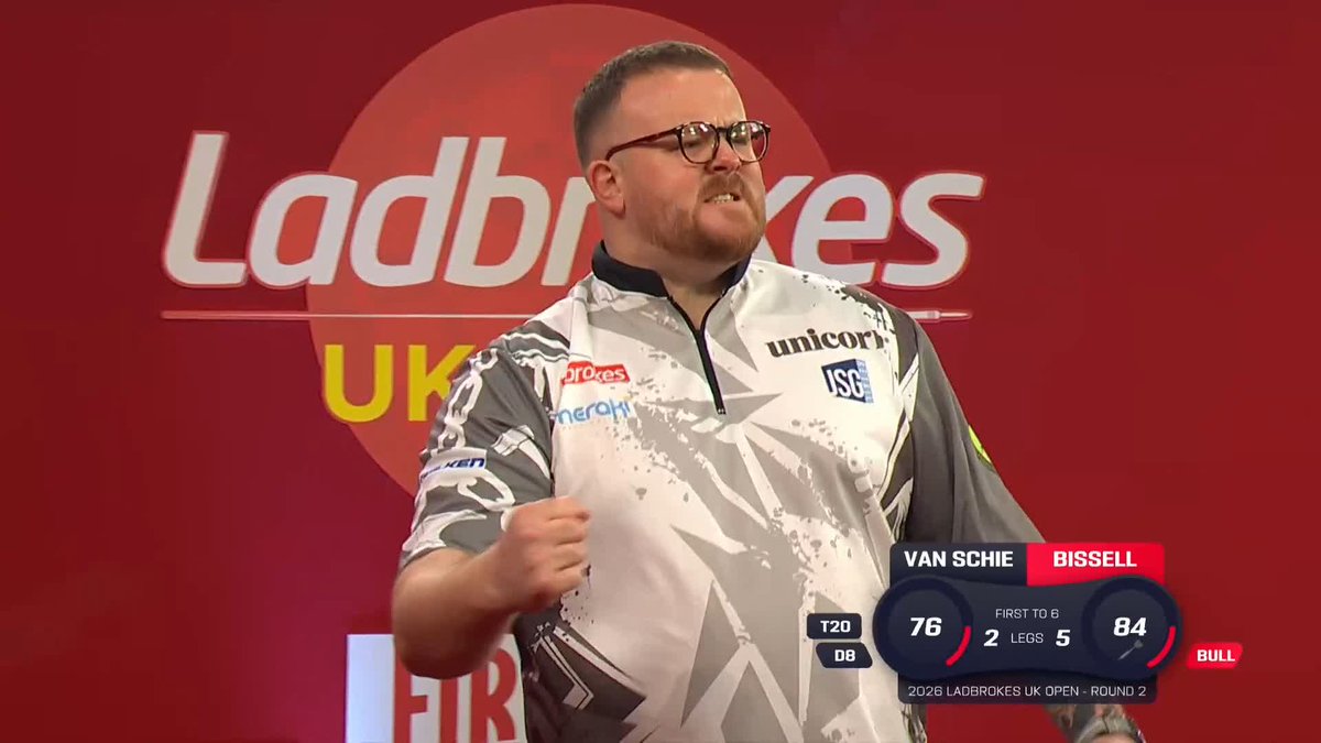BISSELL ON THE BULL! Tom Bissell caps off an impressive performance with a bullseye finish, sealing a 6-2 victory over Jimmy van Schie! Live Scores & Streaming #UKOpenDarts | R2